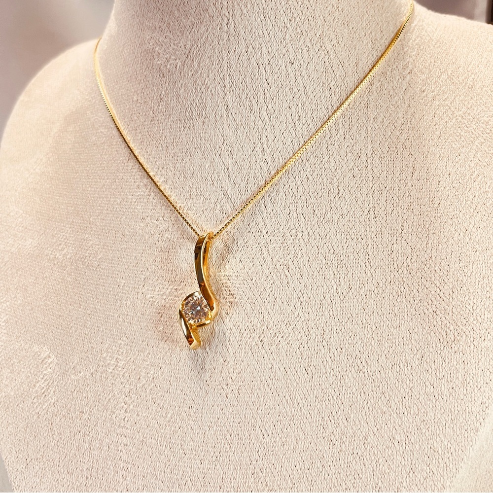 Diamond Music Note Pendant Necklace 14k Gold Plated S925 - Picture 5 of 5